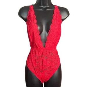 Free People We Are HAH Comin In HAHT Bodysuit Brown Sugar Lace XS Open Back